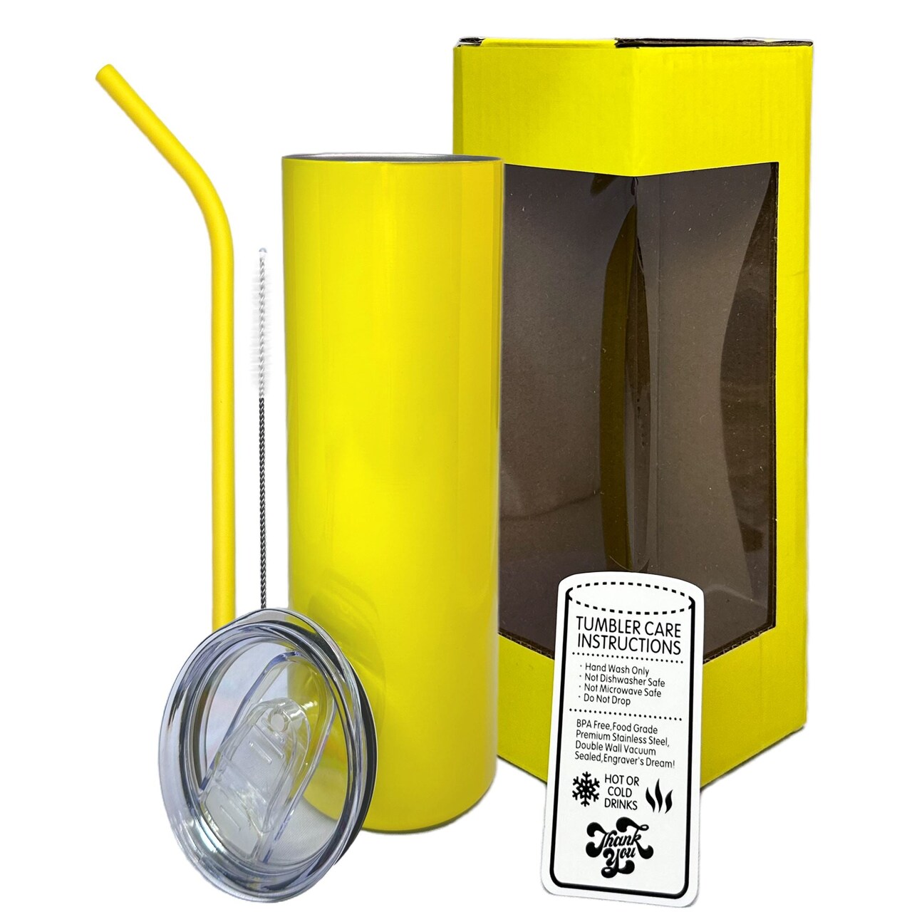 ProSub 20oz Epoxy & Engravable Coated Stainless Steel Skinny Tumbler - Yellow